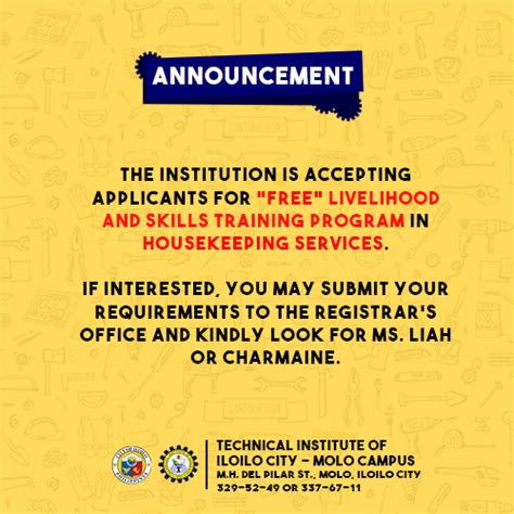 tiic molo|TIIC Molo to offer free training in housekeeping .